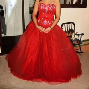 MB Bride Red Princess Prom Dress
